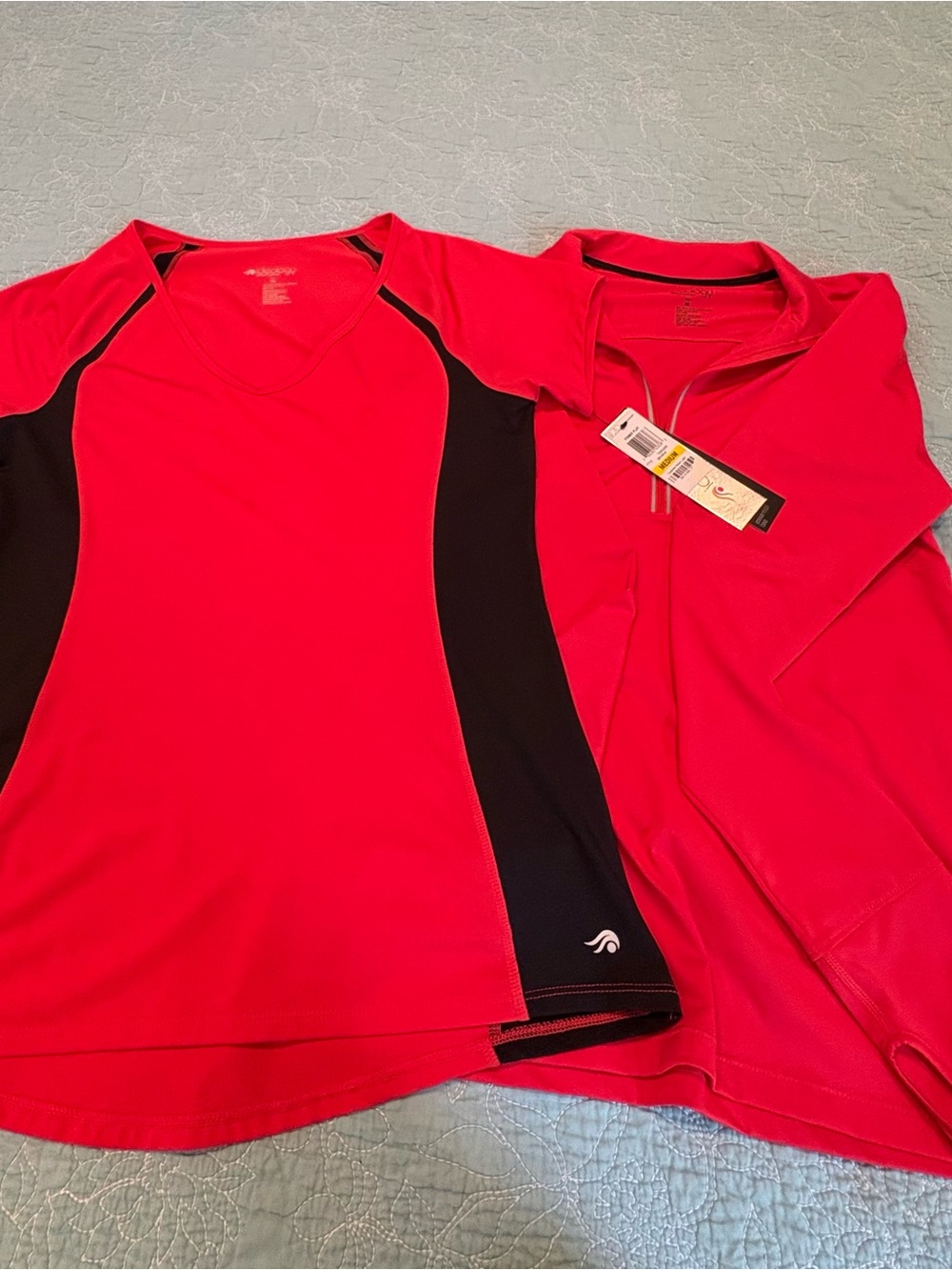 Idealogy Women’s Red Athletic Short Sleeve and 1/4 Zip Long Sleeve Shirt Set